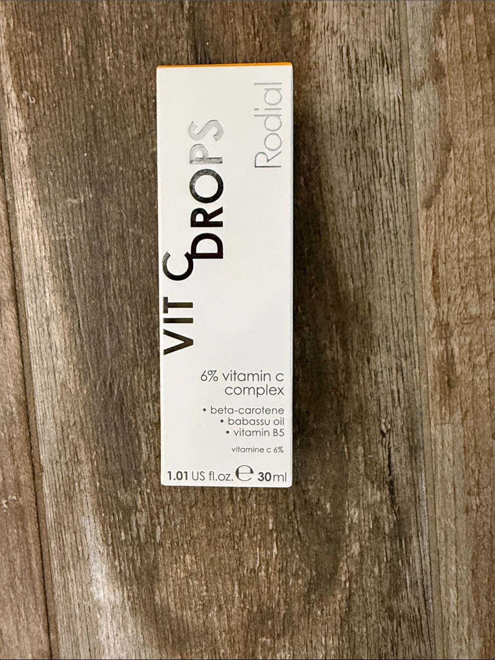 Rodial White Vitamin C Serum Box with Orange Accent